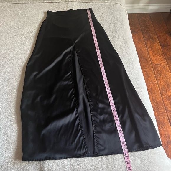 For Love And Lemons Women’s Maxi Skirt Satin Slit Black Size S High Waisted - Picture 5 of 15